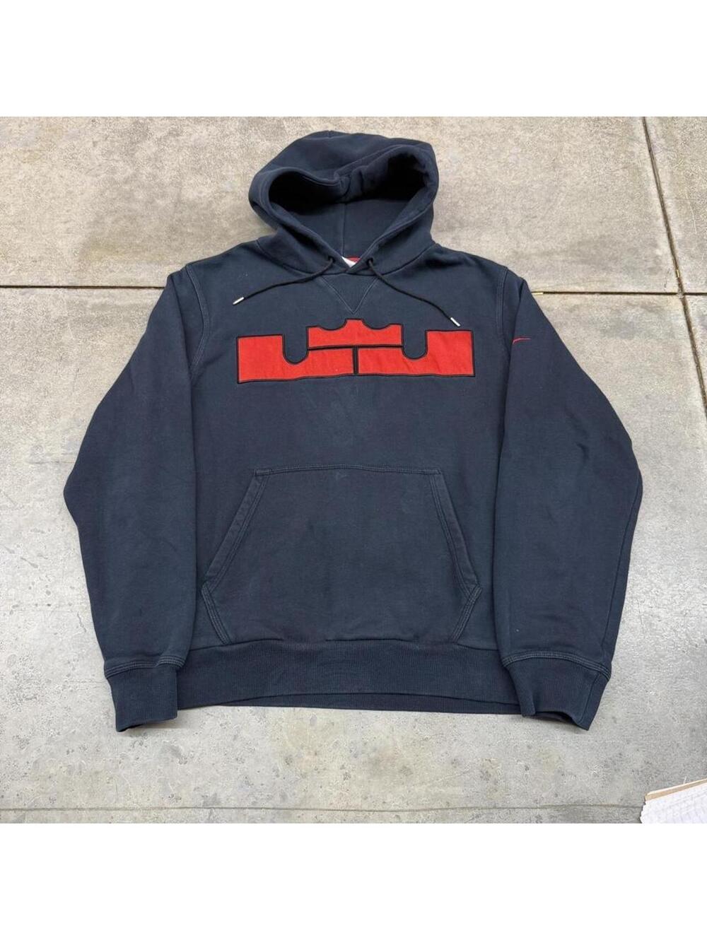 vintage nike lebron james black and red big logo hoodie size large